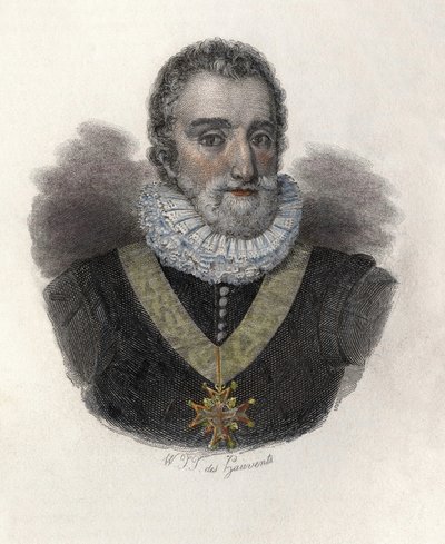 Retrato de Enrique IV (1553-1610), Rey de Francia (1589-1610) y Navarra (1572-1610). En “Retratos de Hombres Útiles” de French School