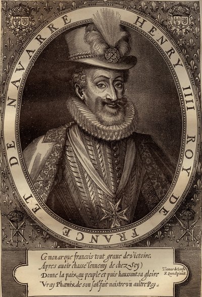 Retrato de Enrique IV (1553-1610) Rey de Francia - Retrato de Enrique IV (1553-1610) Rey de Francia - grabado del siglo XVII de French School
