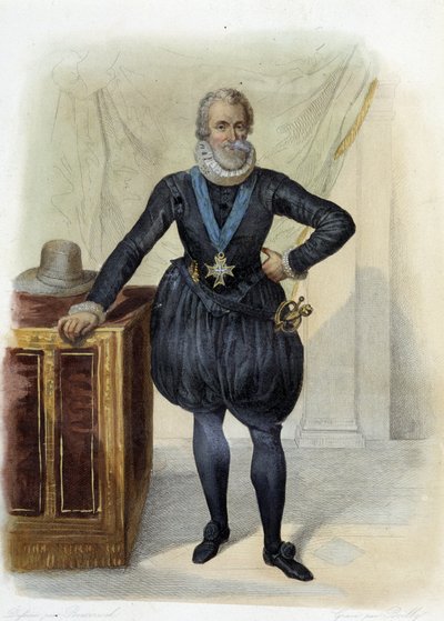 Retrato de Enrique IV, Rey de Francia (1553-1610) - en "Le Plutarque français", Ed. Mennechet de French School