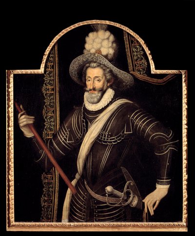 Retrato de Enrique IV en coraza blanca y pluma, Rey de Francia y Navarra (1553-1610) de French School