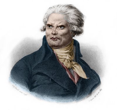 Retrato de Honore Gabriel Riqueti, Conde de Mirabeau (1749-1791), político y revolucionario francés. en “LIBRO DE LOS ORADORES” por Louis de Cormenin Timon. 1842. Colección privada. de French School