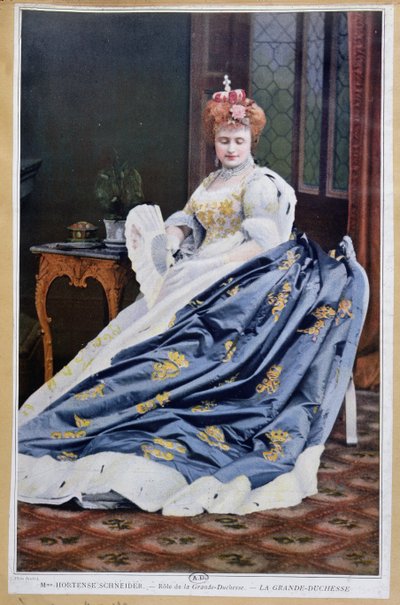 Retrato de Hortense Schneider (1833-1920) en el papel de la Gran Duquesa en La Grande Duchesse de Gerolstein de Jacques Offenbach (1819-90) c.1867 de French School