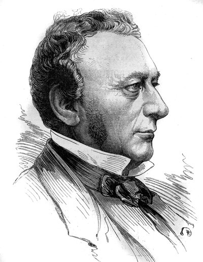 Retrato de Isaac Pereire (1800 - 1875), fundador de la Sociedad de Crédito Mobiliario y la compañía general transatlántica. Grabado en “Le Monde Illustré” n°1218 del 31 de julio de 1880. de French School