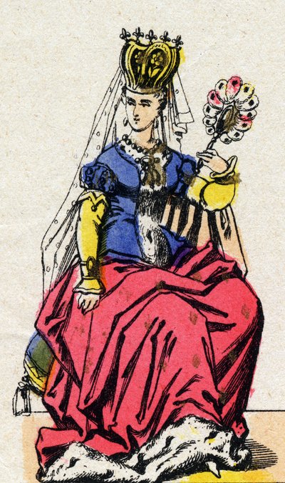 Retrato de Isabeau (Isabelle, Elisabeth) de Baviera (1371-1435), esposa de Carlos VI de Francia. (Dinastía Capeto). de French School