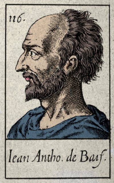Retrato de Jean Antoine de Baif (1532-1589), poeta francés miembro del movimiento Pleiade. Grabado del siglo XIX de French School