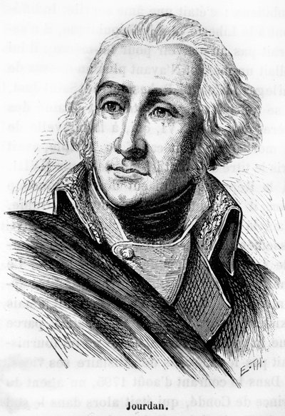 Retrato de Jean Baptiste Jourdan (1762-1833), mariscal del Imperio, ganador de la Batalla de Fleurus (26 de junio de 1794) - en "L