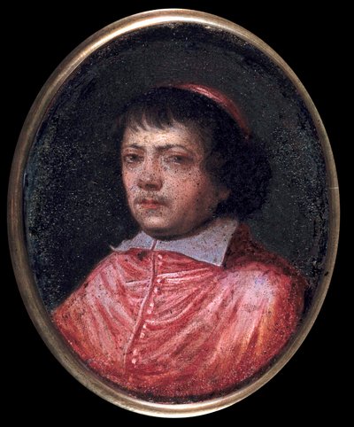 Retrato de Jean Francois Paul de Gondi (1614-1679) Cardenal de Retz, Coadjutor del Arzobispo de París, Cardenal en 1651. Miniatura del siglo XVII. Chantilly, Museo Condé de French School
