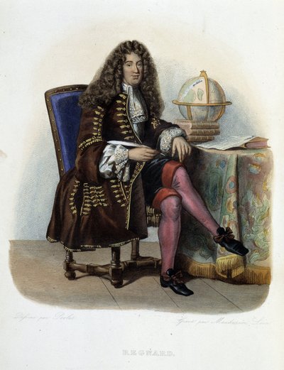 Retrato de Jean Francois Regnard, escritor y dramaturgo francés (1655-1709) - en "Le Plutarque français", por Mennechet de French School