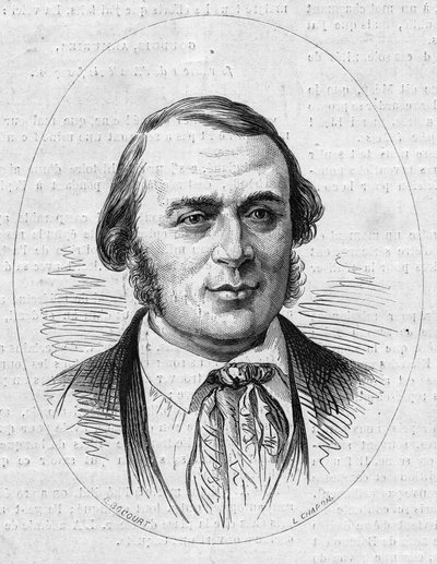Retrato de Jean Louis Rodolphe Agassiz (1807-1873), naturalista estadounidense. Grabado en “Le Monde Illustré” n°872 del 27 de diciembre de 1873. de French School