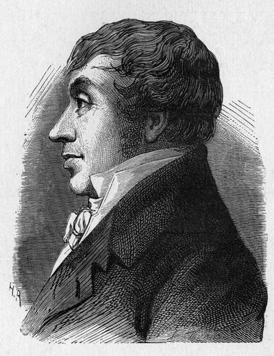 Retrato de Jean Marie Joseph (Jean-Marie-Joseph) Coutelle (1748-1835), comandante de aerostatos militares bajo la República - en “Álbum de la Ciencia; científicos ilustres; Grandes descubrimientos” 1896 de French School
