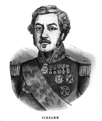 Retrato de Jean Paul Adam Schramm (1789-1884) general francés. Grabado en “Les Illustrations De L