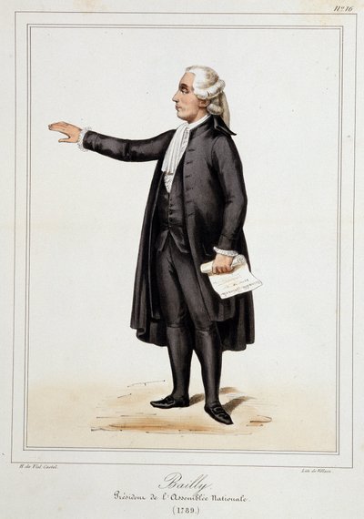 Retrato de Jean Sylvain Bailly (1736 - 1793) - en "Colección de trajes, armas y muebles para la historia de la revolución francesa y del imperio" de Horace de Viel-Castel de French School