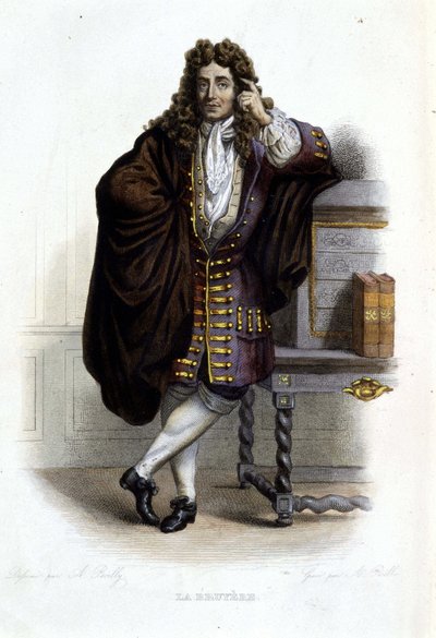 Retrato de Jean de La Bruyère, escritor y moralista francés (1645-1696) en Ed. Mennechet, "Le Plutarque français" de French School