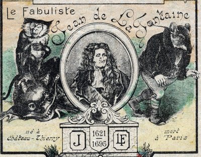 Retrato de Jean de La Fontaine (1621-95). Imágenes de Épinal finales del siglo XIX. de French School