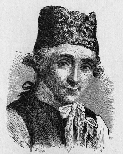 Retrato de Jefferies, científico, que acompañó a Blanchard en el primer cruce en globo del Canal - en “Album de la Science; illustrious scientists; Great discoveries” 1896. de French School