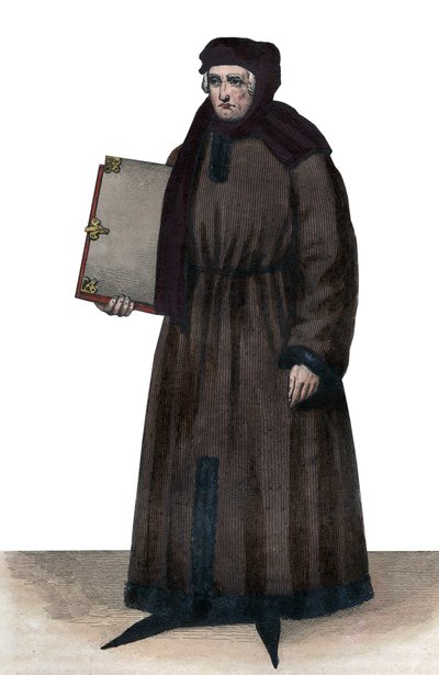 Retrato de Jean Froissart (1337-1404), cronista francés de la Francia medieval. de French School