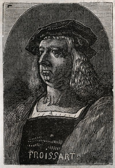 Retrato de John Froissart (Jean Froissart) (1337-1404), cronista francés de la Francia medieval - grabado en "Histoire de France" por Victor Duruy (1811-1894) - 1882 de French School