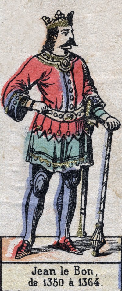 Retrato de Juan II de Francia, conocido como Juan el Bueno (1319-1364) (dinastía de los Capetos). Ilustración de finales del siglo XIX de French School