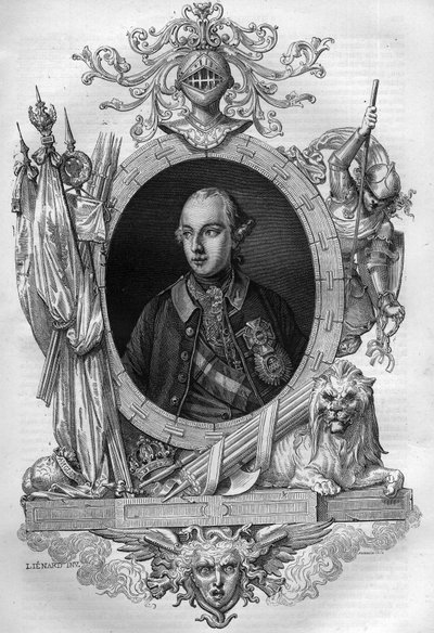 Retrato de José II (1741-1790), Emperador de Austria. Grabado en “Histoire des Papes-Rois-Reinas y Emperadores a través de los siglos” de Maurice Lachatre de French School