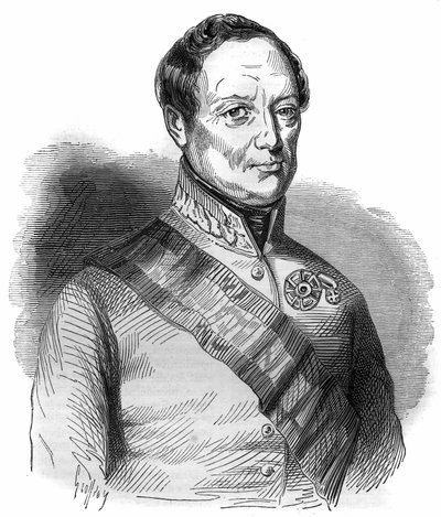 Retrato de Joseph Wenzel Radetzky von Radetz (o Conde Joseph Radetzky (1766-1858) mariscal austriaco. Grabado en “Historia de los Papas-Reyes-Reinas y Emperadores a través de los siglos” por Maurice Lachatre de French School