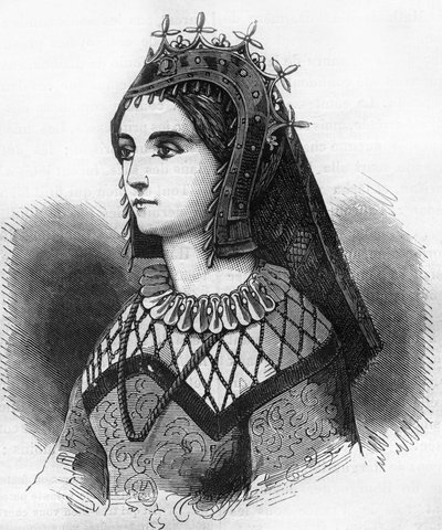 Retrato de Judith de Francia (843-870), Reina de Wessex y luego Condesa de Flandes. Grabado en “Histoire de la prostitution et de la débauche dans les peuples du globe depuis l