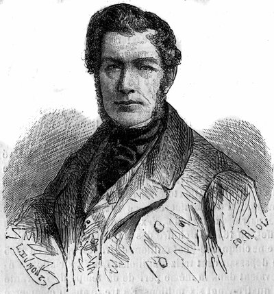 Retrato de Jules Louis Philippe Coignet (1798-1860), pintor francés. Grabado en "Le Monde Illustré" n°158 del 21 de abril de 1860. de French School