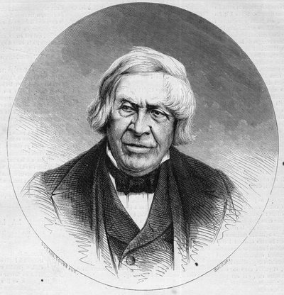 Retrato de Jules Michelet (1798-1874), historiador y escritor francés. Grabado en "Le Monde Illustré" n°879 del 14 de febrero de 1874. de French School