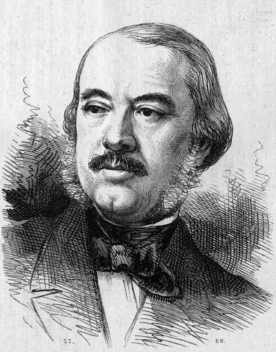 Retrato de Leon Laya (1810-1872), dramaturgo francés. Grabado en "Le Monde Illustré" n°805 del 14 de septiembre de 1872 de French School