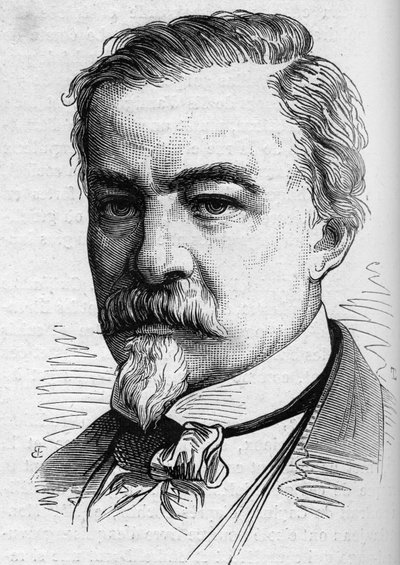 Retrato de Leon Plee (1815-1879), periodista y escritor francés. Grabado en "Le Monde Illustré" n°1141 del 8 de febrero de French School