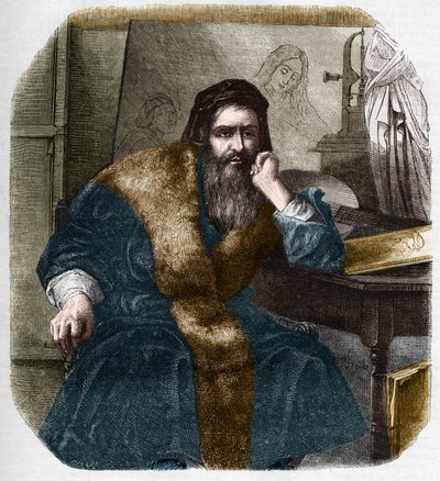 Retrato de Leonardo da Vinci (Leonardo da Vinci) (1452-1519) de French School