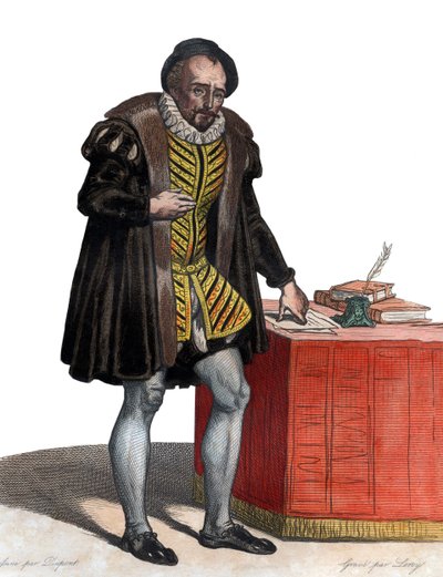 Retrato de Lord Michel Eyquem de Montaigne (1533-1592), escritor francés de French School