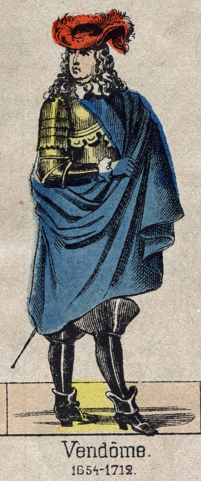 Retrato de Louis-Joseph (Louis Joseph) de Bourbon (1645-1712) conocido como el Gran Vendome, Duque de Penthievre y Mercoeur, luego Duque de Vendome y Par de Francia. Imagen de Epinal de finales del siglo XIX. de French School