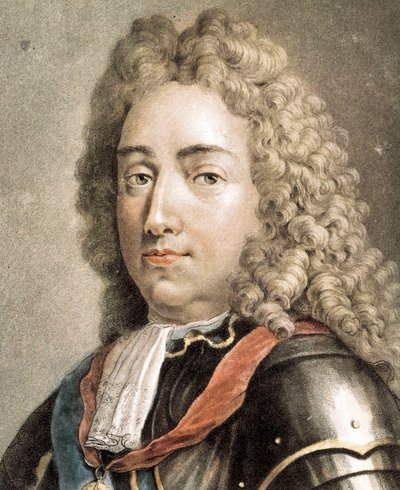 Retrato de Louis-Joseph de Borbón, Duque de Vendôme, grabado en color de French School