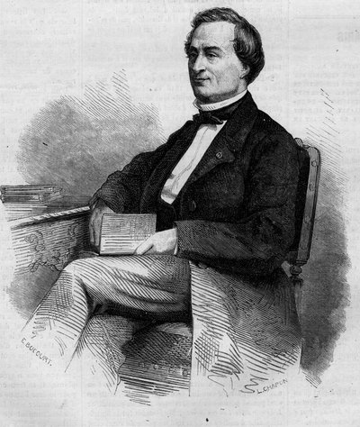Retrato de Louis Bernard Bonjean (1804-1871), magistrado y senador francés. Grabado en "Le Monde Illustré" n°309 del 14 de marzo de 1863. de French School
