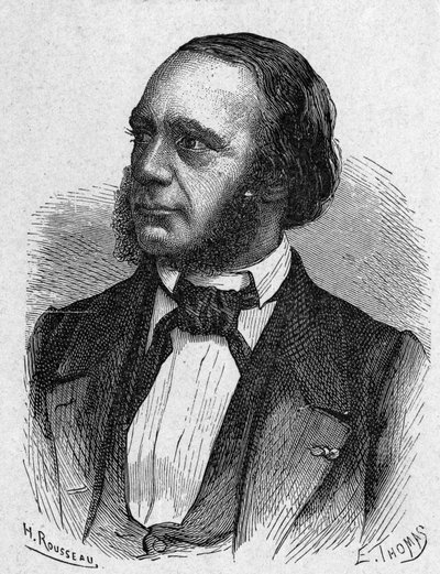 Retrato de Louis Breguet (1804 - 1883), relojero e inventor de aparatos de telegrafía - en "Álbum de la Ciencia; ilustres científicos; Grandes descubrimientos" 1896 de French School