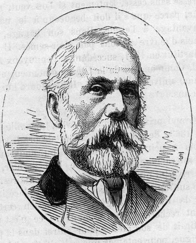 Retrato de Louis Francois (?) (1814-1888), grabador francés. Grabado en "Le Monde Illustré" n°890 del 2 de mayo de 1874 de French School