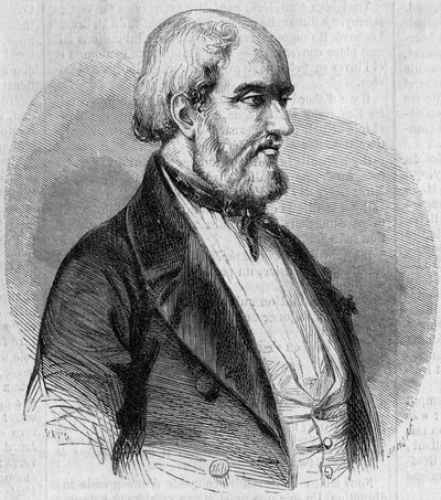 Retrato de Louis Garneray (1783-1857), marinero, pintor e historiador marino francés. Grabado en "Le Monde Illustré" n°26 del 10 de octubre de French School