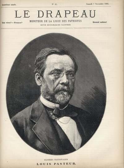 Retrato de Louis Pasteur (1822-1895) - portada de El Monitor de la Liga de Patriotas - 7 de noviembre de French School