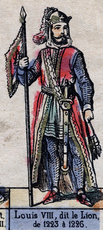 Retrato de Luis VIII de Francia conocido como el León (1187-1226) (dinastía de los Capetos). Ilustración de finales del siglo XIX de French School