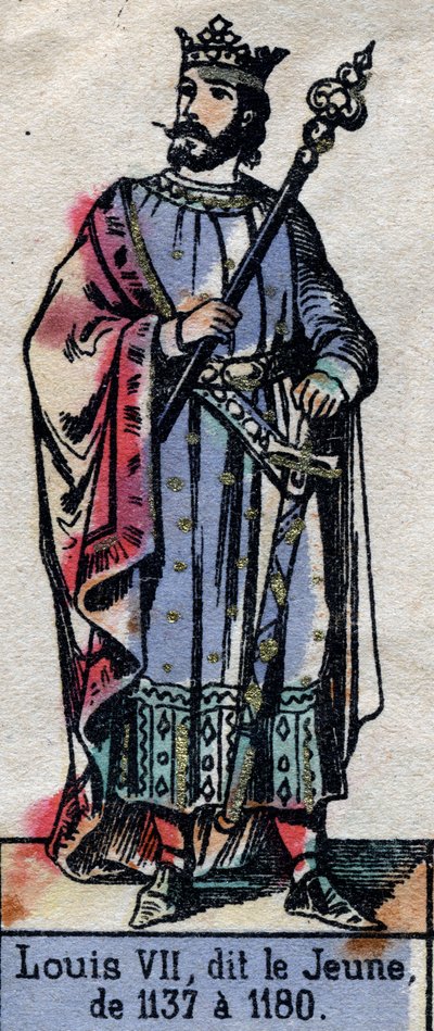 Retrato de Luis VII de Francia, conocido como Luis el Joven (1120-1180) (Dinastía de los Capetos). Ilustración de finales del siglo XIX de French School