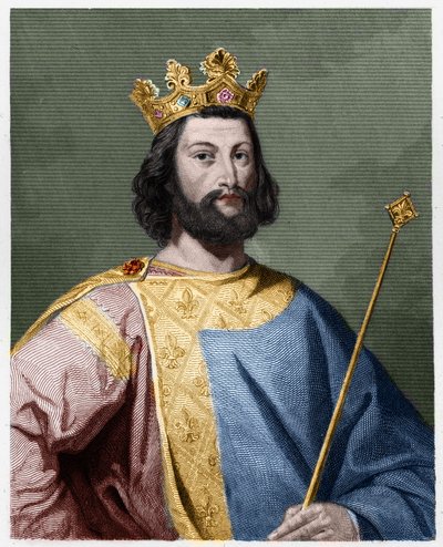 Retrato de Luis VII el Joven (1120 - 1180), Rey de Francia - en “Histoire des Francais” de Lavallee, grabado, sd. de French School