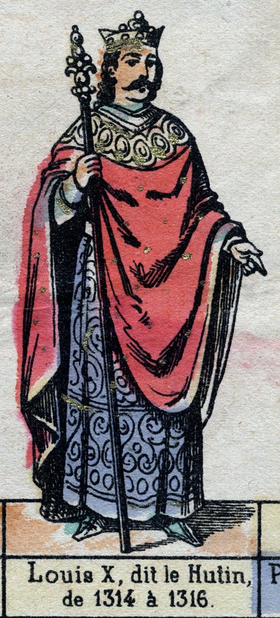 Retrato de Luis X de Francia, conocido como Luis el Obstinado (1289-1316) (dinastía de los Capetos). Ilustración de finales del siglo XIX. de French School