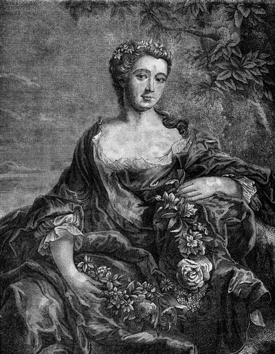 Retrato de Madame de Chateauroux, Marie-Anne de Mailly-Nesle (1717-1744), favorita del rey Luis XV. Grabado en 