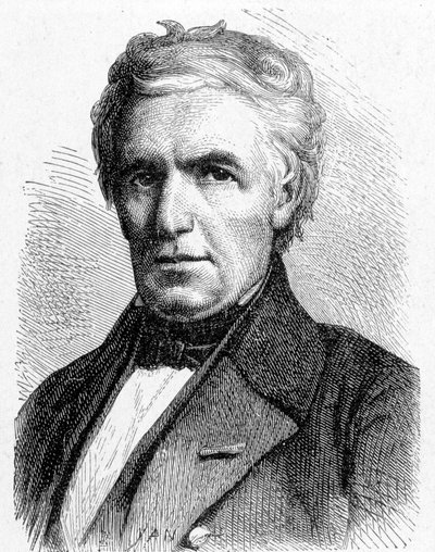 Retrato de Marc Séguin (1786 - 1844), ingeniero francés que concibió el principio de puentes colgantes, también inventor de la caldera tubular - en “Álbum de la Ciencia; científicos ilustres; Grandes descubrimientos” 1896 de French School