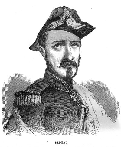 Retrato de Marie Alphonse Bedeau, general francés (1804-1863). Grabado en "Les Illustrations De L