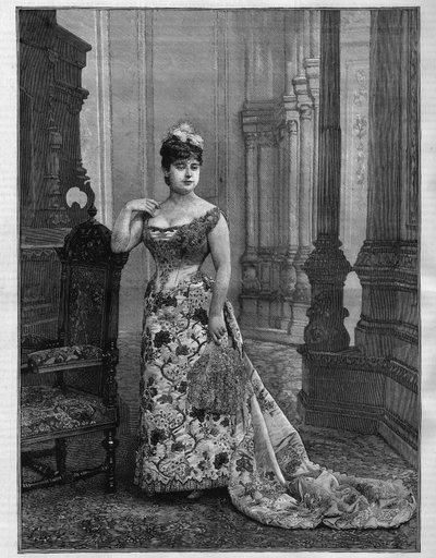 Retrato de Marie Heilbronn (1849-1886), soprano belga. Grabado en “Le Monde Illustré” de French School