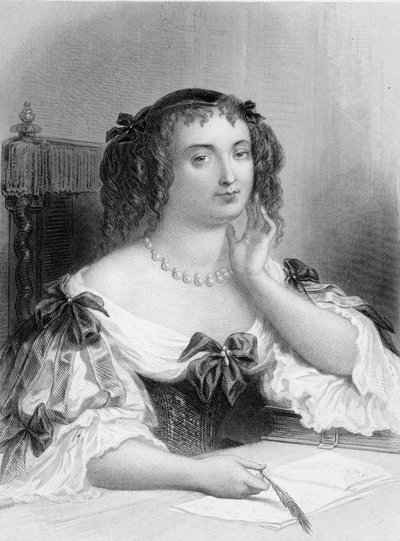 Retrato de Marie de Rabutin-Chantal, Marquesa de Sevigne conocida como Madame de Sevigne (1626-1696) escritora - grabado de French School
