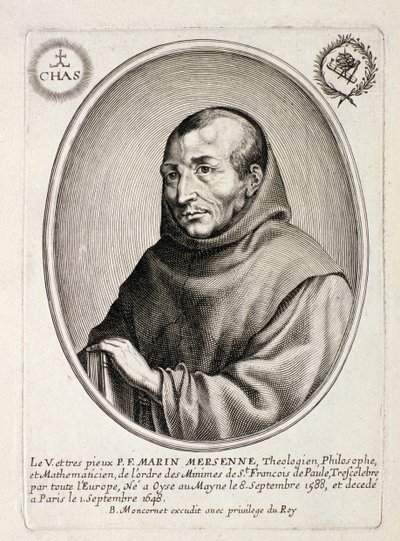 Retrato de Marin Mersenne (1588-1648) grabado por Balthazar Moncornet (c.1600-68) de French School
