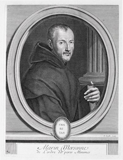 Retrato de Marin Mersenne (1588-1648) grabado por Duflos de French School