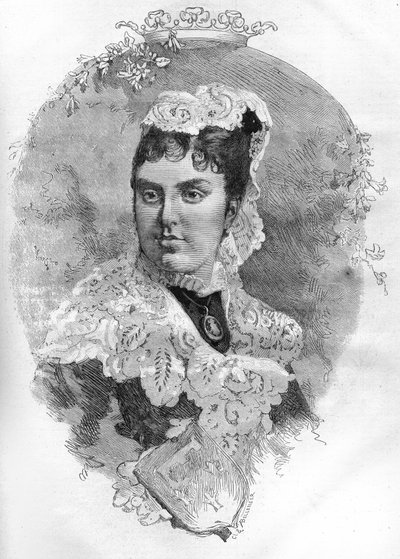 Retrato de Mercedes de Orleans (1860-1878), Reina de España. Grabado en 
